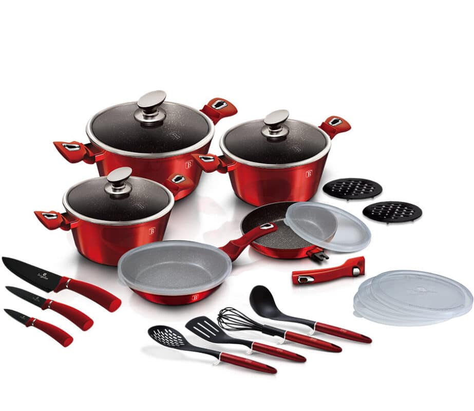 22-Piece Cookware Set Berlinger Haus Burgundy Collection